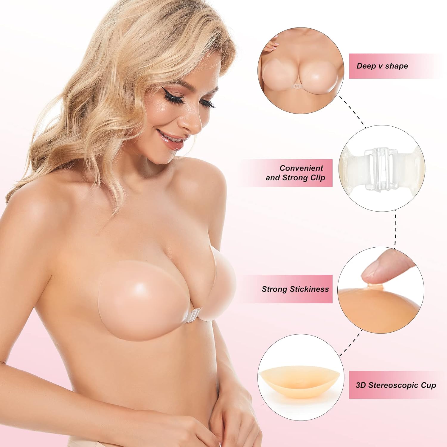 Strapless Bra Adhesive - Sujetador Adhesivo Push-Up Invisible de Silicona