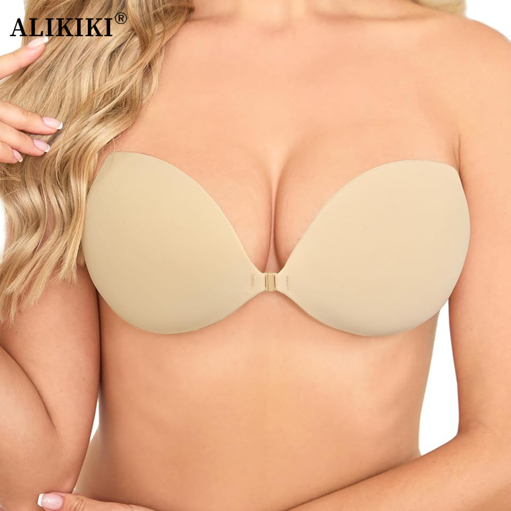 Backless Bra Sticky - Sujetador adhesivo invisible push-up para mujer,