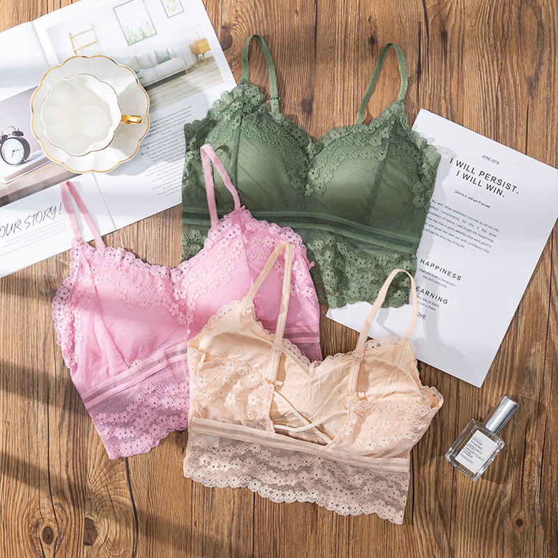 Lace Bralette Set - Lencería de encaje Sexy 3D para